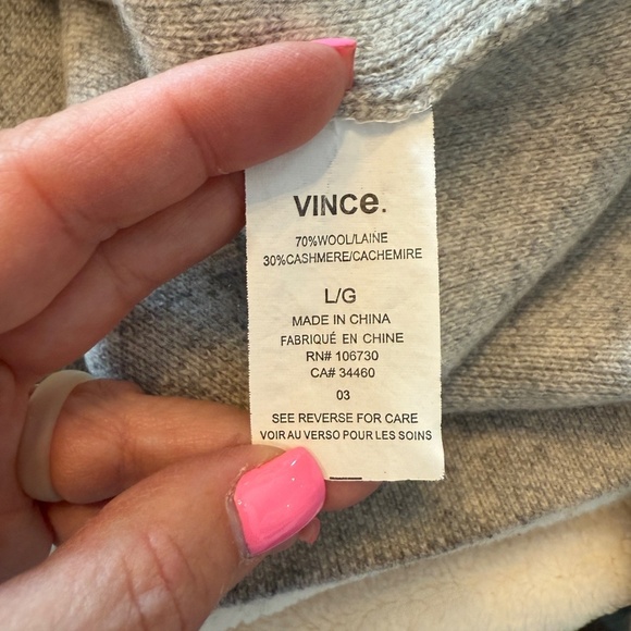 Vince Wool Cashmere geometric Colorblock Sweater 45668 - Picture 7 of 10